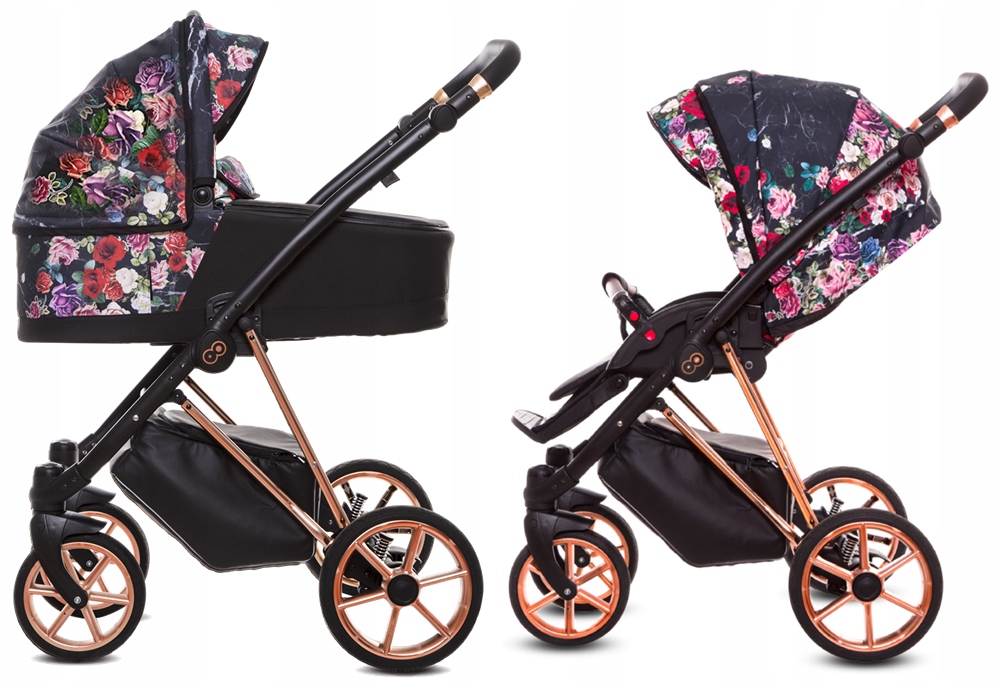 BABYACTIVE MUSSE wózek Dark Rose 3w1 CYBEX ATON 5 Model Musse