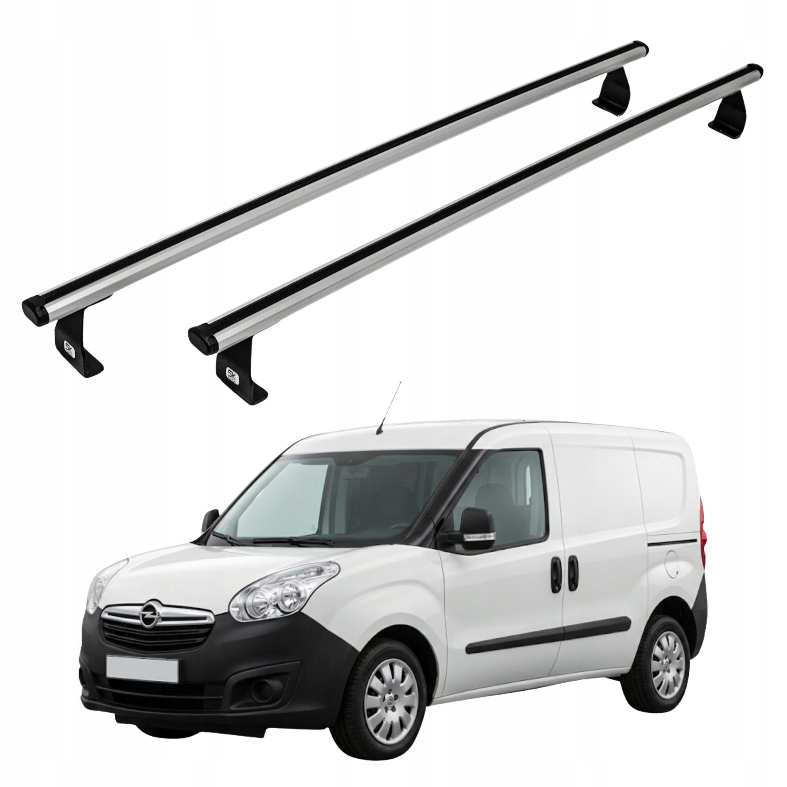 Střešní nosič Opel Combo 2012-2018, hliníkové nosníky, lehký stříbrný
