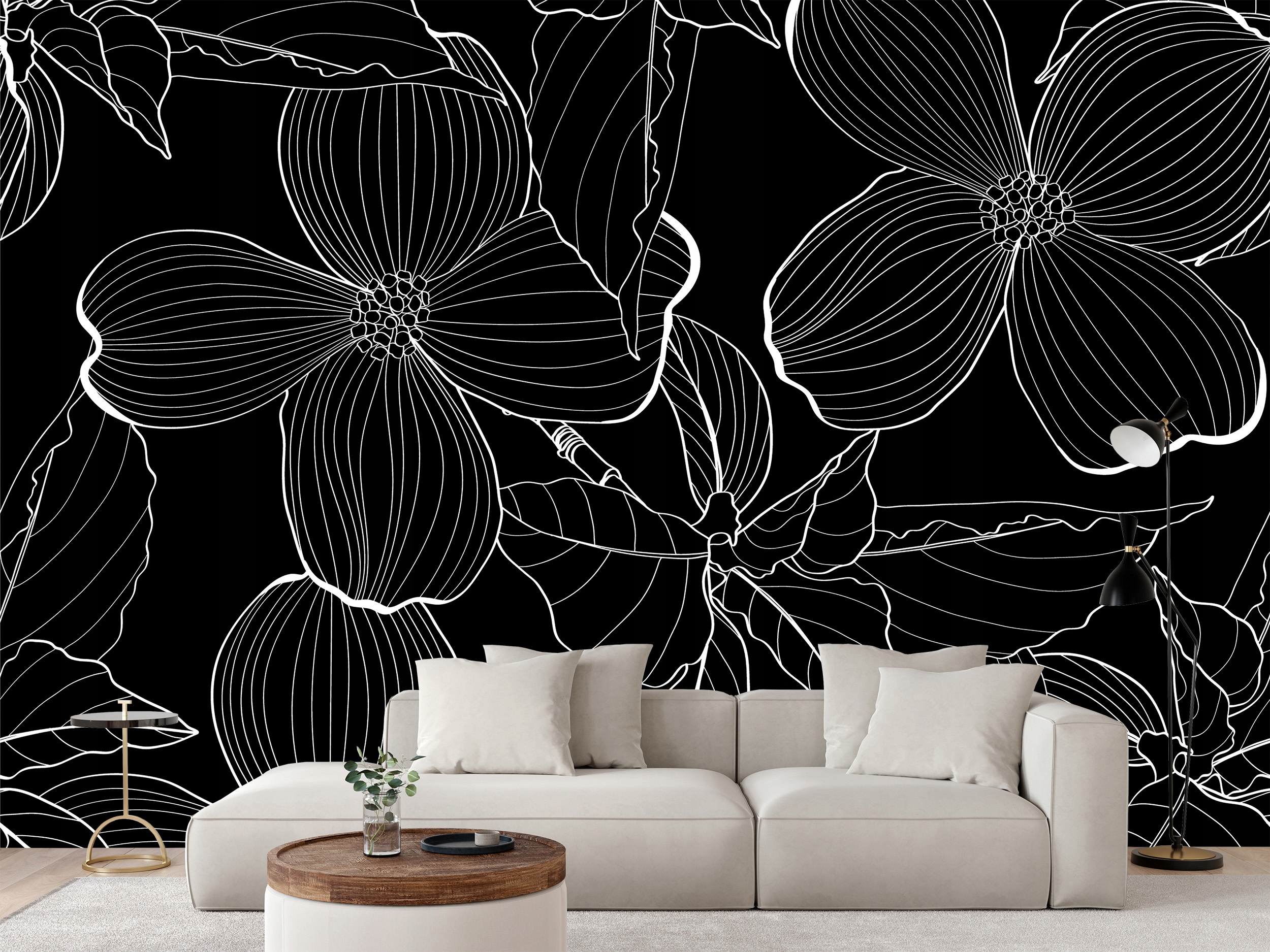 Fototapeta Ilustrace Drobné Květy Dereń Cornus Florida 360 x 240 cm