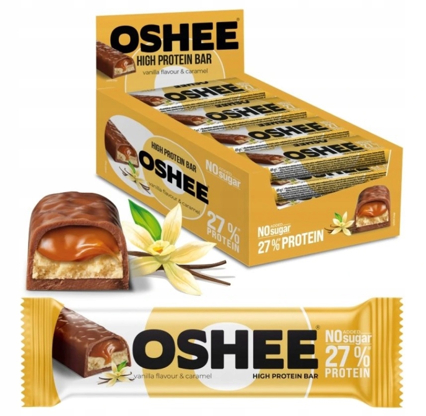 Levně Oshee Proteinová tyčinka vanilka & karamel 12 ks x 49 g