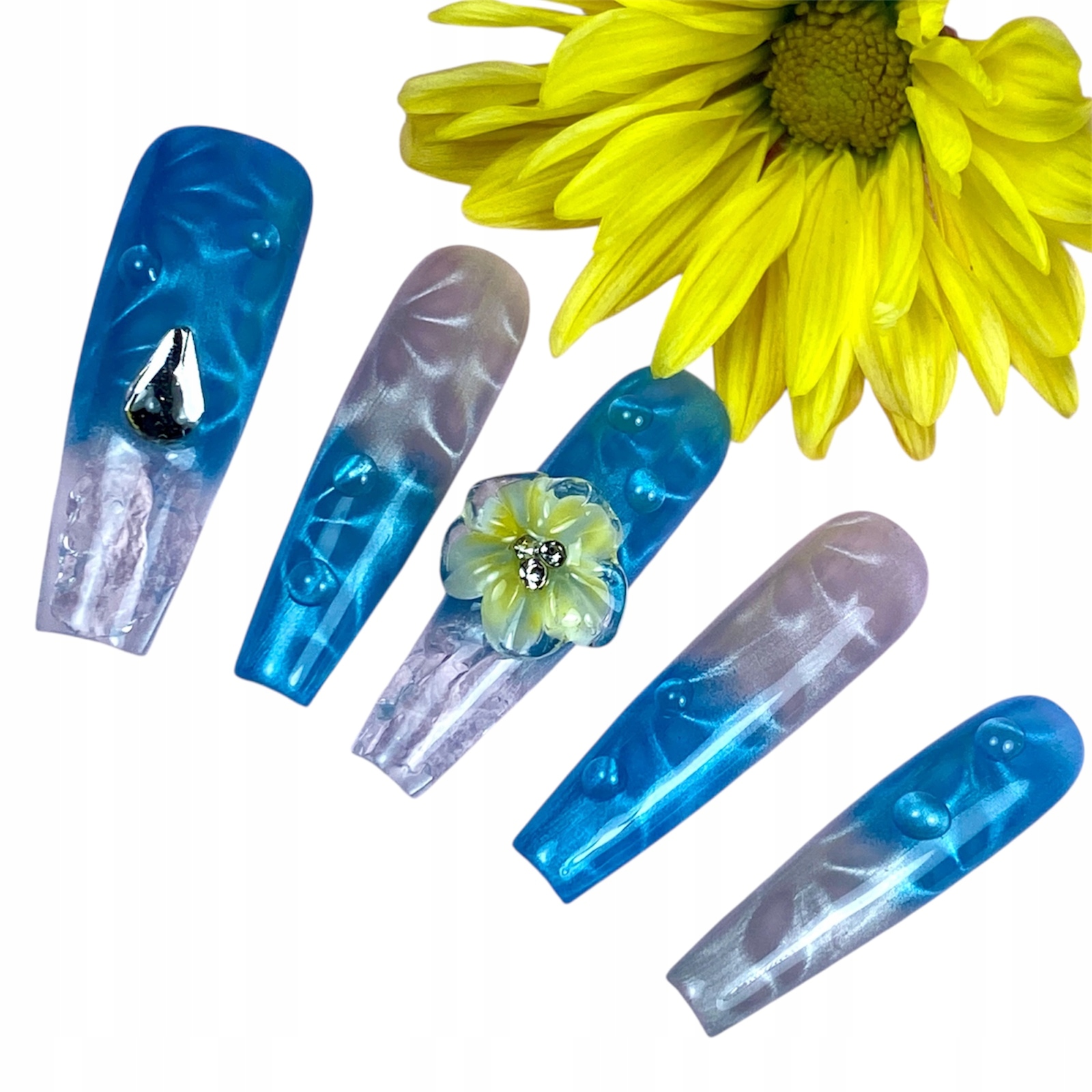 Umělé nehty Tipsy Press On Nails Cat Eye Ombre 10 kusů Hand Made, M