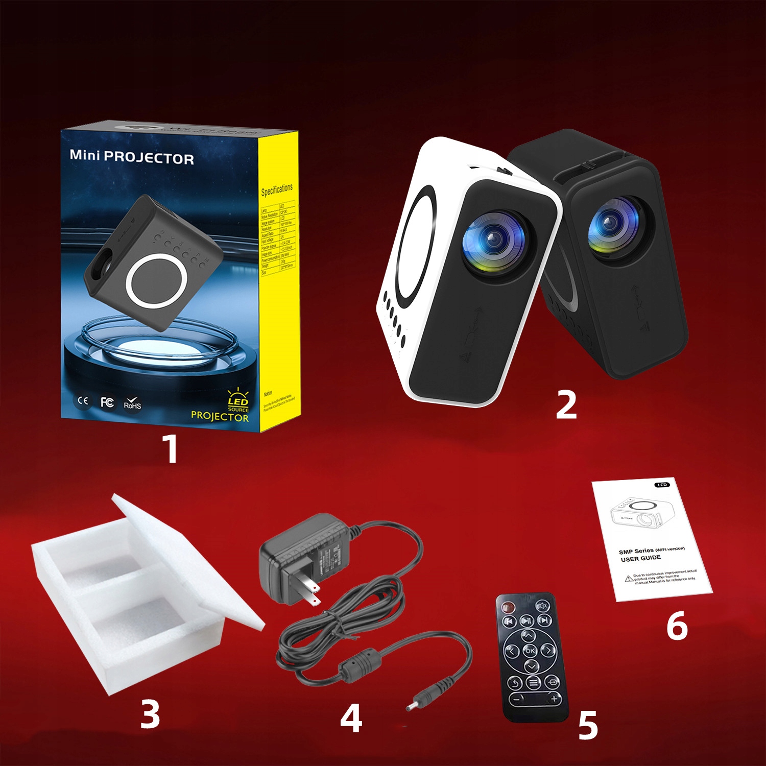 PROJEKTOR RZUTNIK USB LED HD FULL MINI PRZENOŚNY Żywotność lampy w trybie normalnym 30000 h