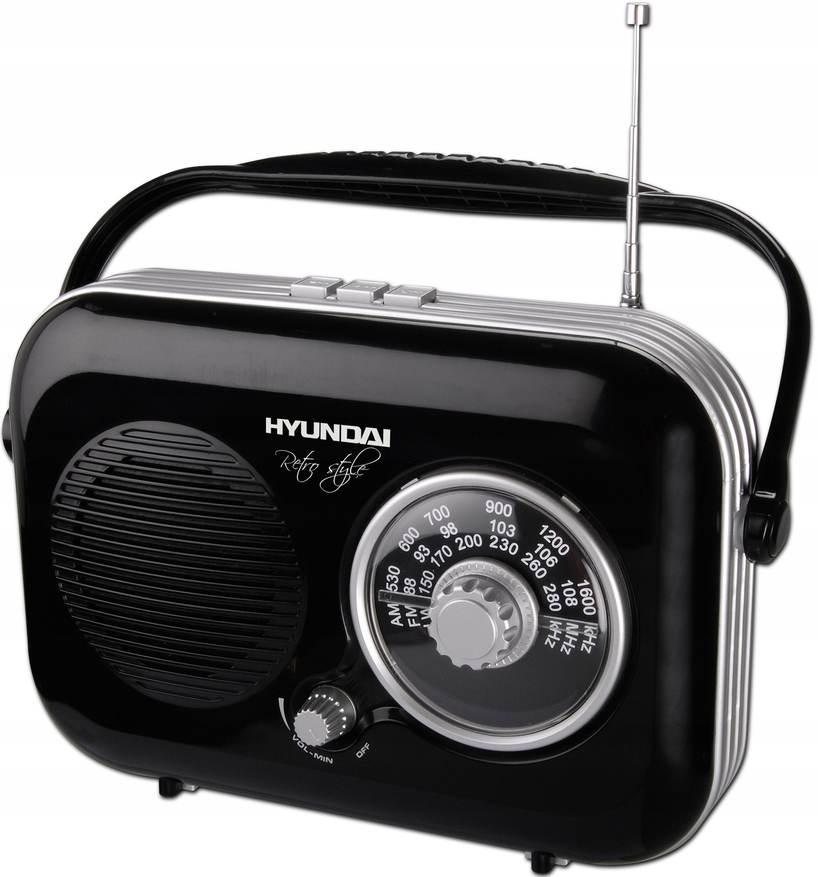 RADIO W STYLU RETRO ANTENA HYUNDAI PR100 CZARNE