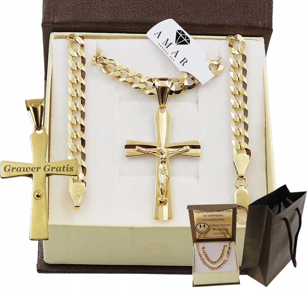 Zlatý Plný Řetízek Pánský Pancr S Křížkem Ryzost 925 585 Gravírování Bonus