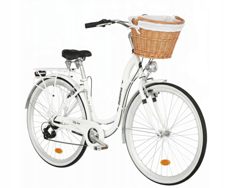 Rower miejski Indiana Moena 28 cali damski Biały Kosz wiklinowy Wkład