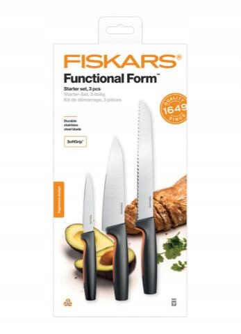 Fiskars 1057559 set nožů Functional Form 3ks, (11cm+17cm+vroubkovaný 21cm)