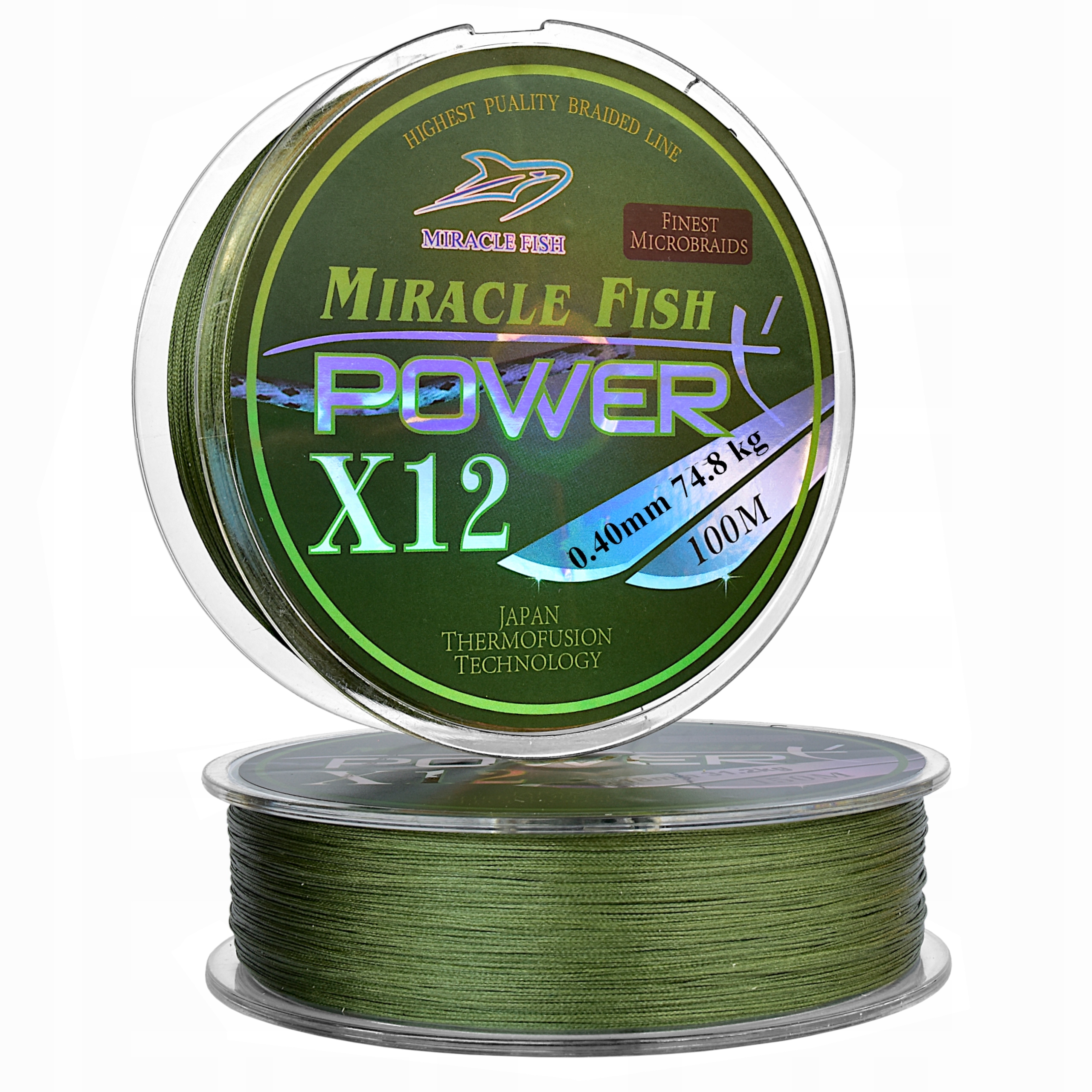 Plecionka 12 Splotowa Power 0,40mm/ 74,8kg Zielona