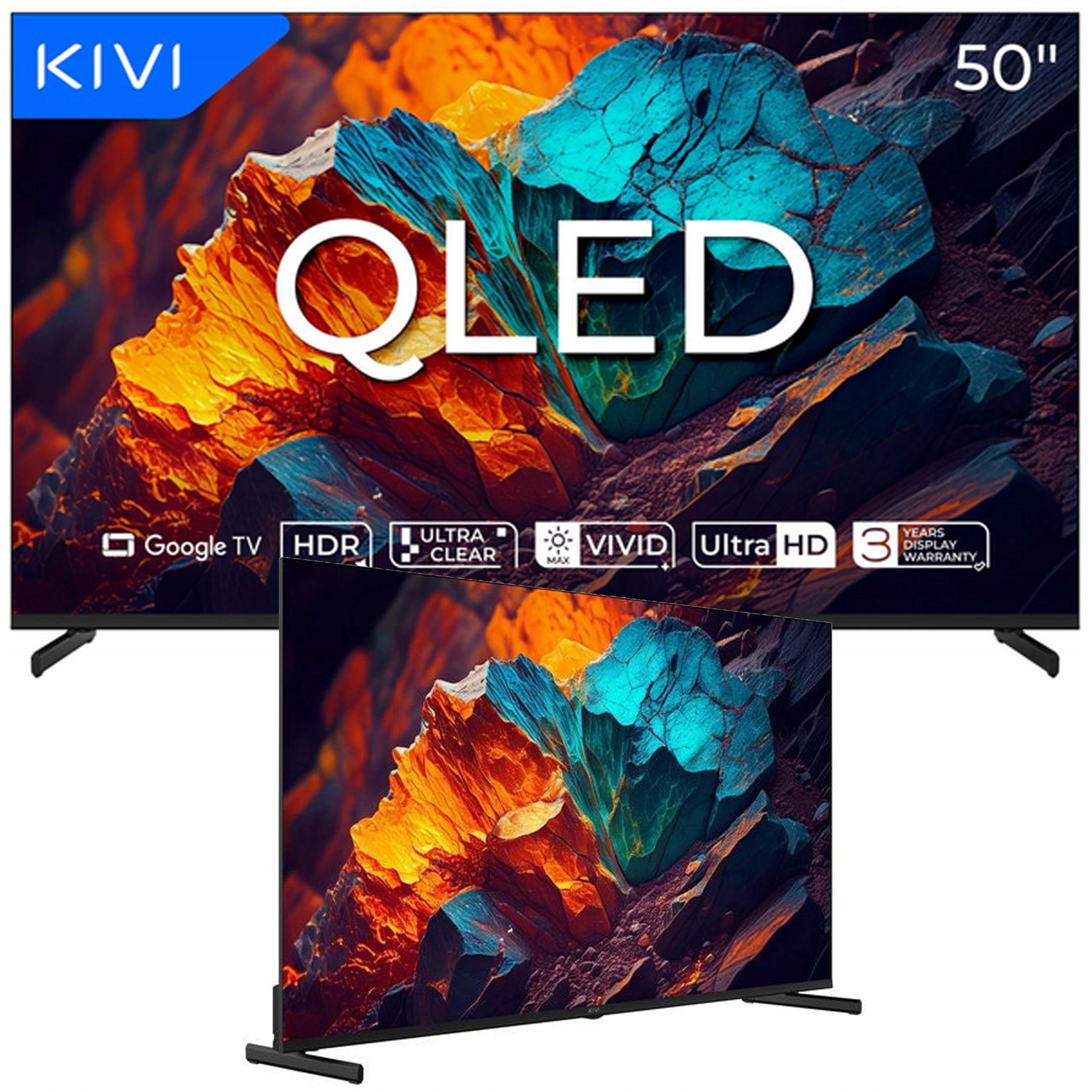 Telewizor Smart Kivi 50U720QB 50" Qled 4K Google Tv Led Bluetooth Wi-Fi 5G
