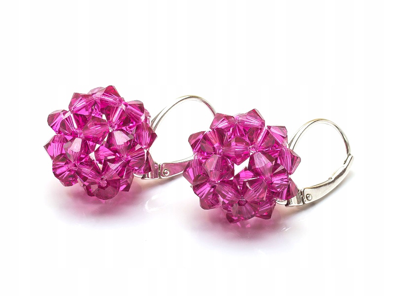 Stříbrné Náušnice 925 Kule 16 s kr. Swarovski Fuch