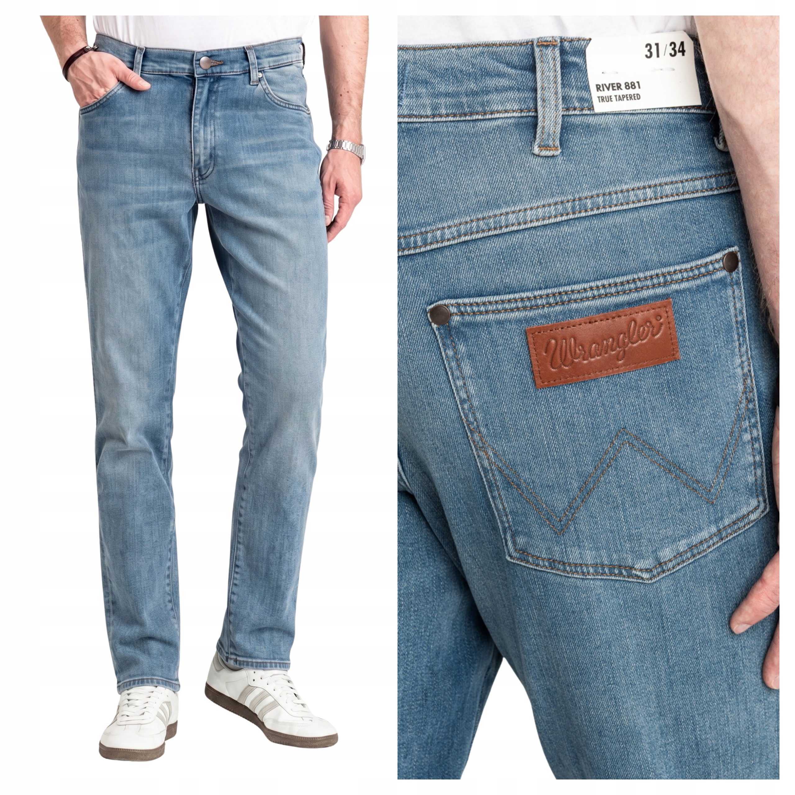 Pánské kalhoty Wrangler River Grey Light Klasické bavlněné kalhoty W36 L34