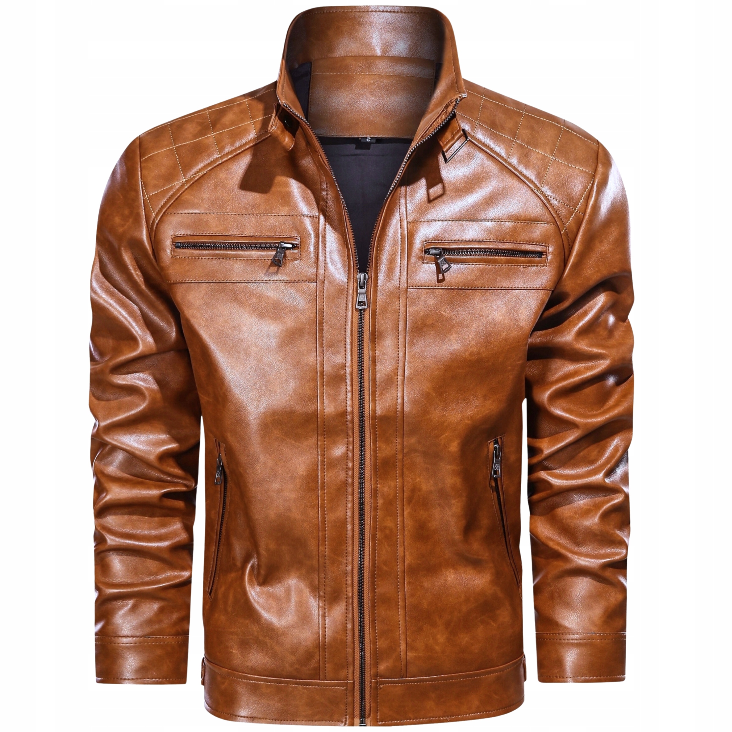 Kurtka męska jesienna skórzana przejściówka rozpinana