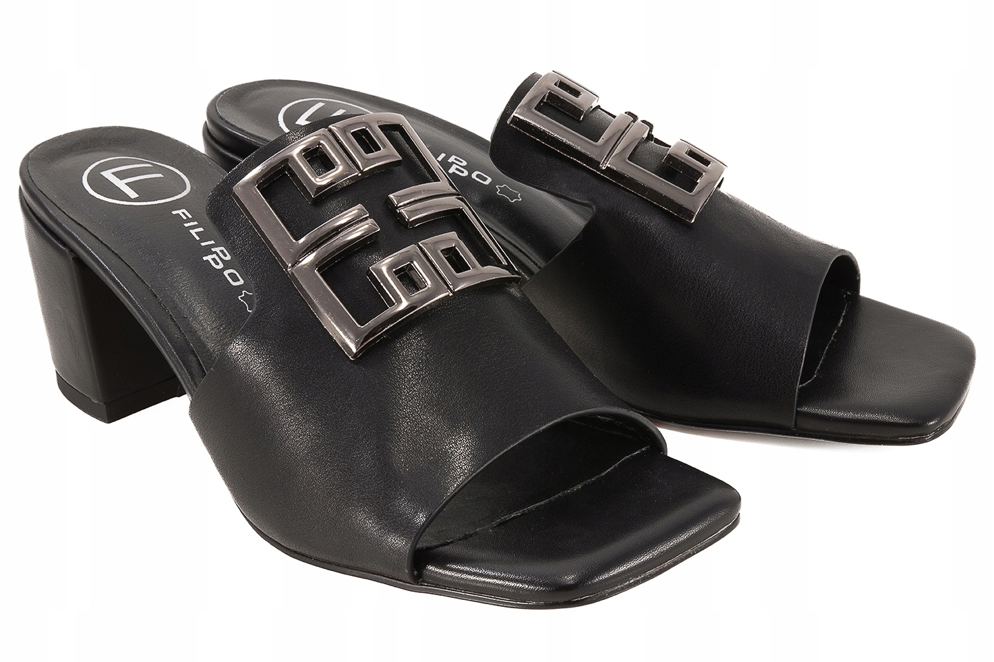 Filippo DK3731 Kožené Nazouváky Na Podpatku černé 36 Černá