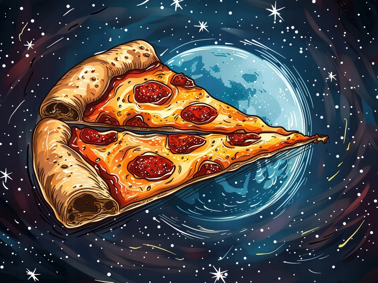 Obraz Na Plátně Kanasa Grafika Komiks Vesmír Hvězdy Loď Pizza 100x75