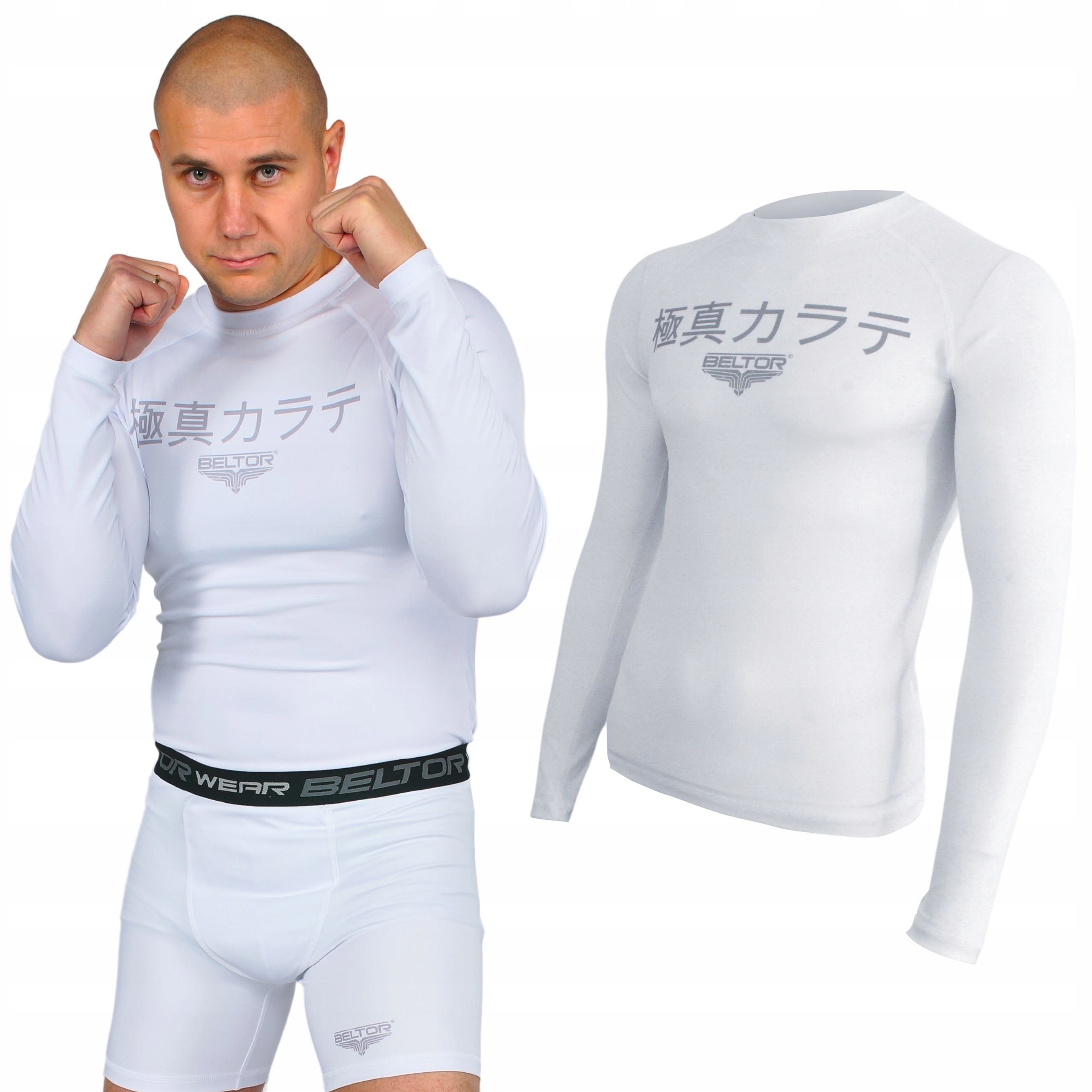 BELTOR BIAŁY RASHGUARD KARATE SUBLIMOWANY r. S