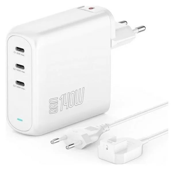 4smarts Ładowarka sieciowa GaN Flex Pro 140W 3xUSB-C biały 544140