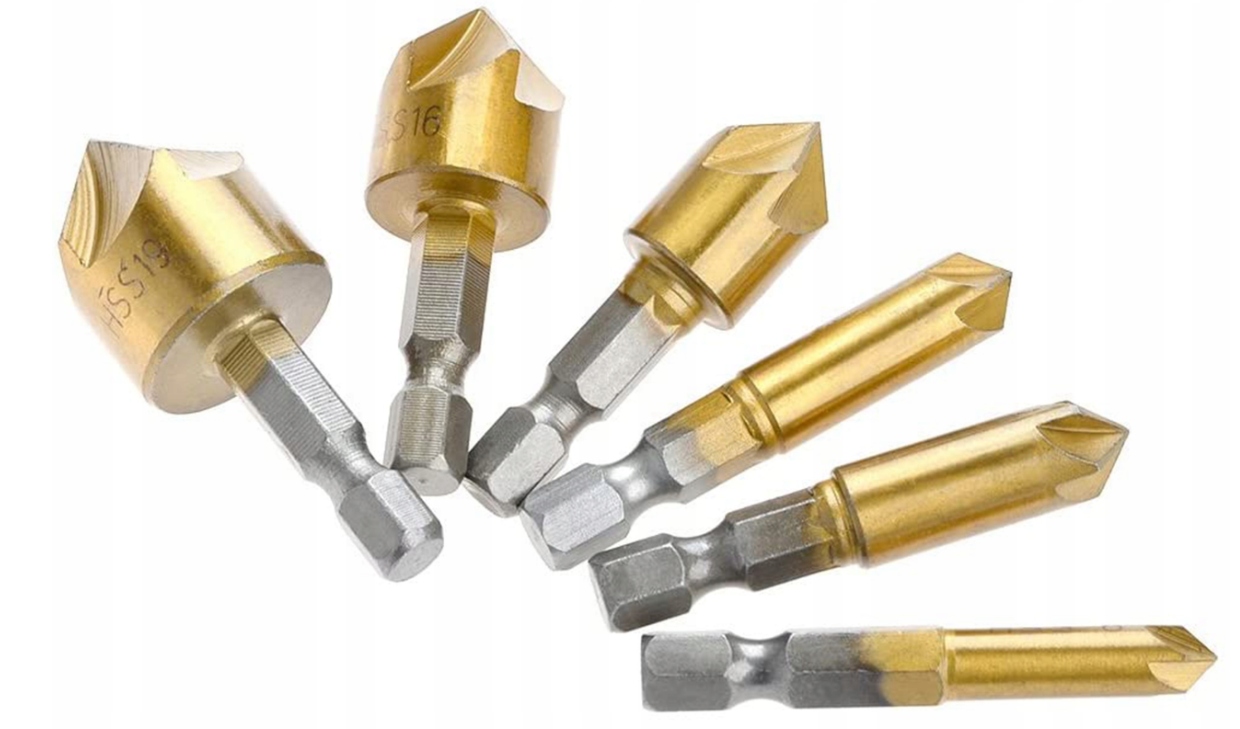 

Zestaw Frez Stożkowy Pogłębiacz Fazownik 90ST 6EL