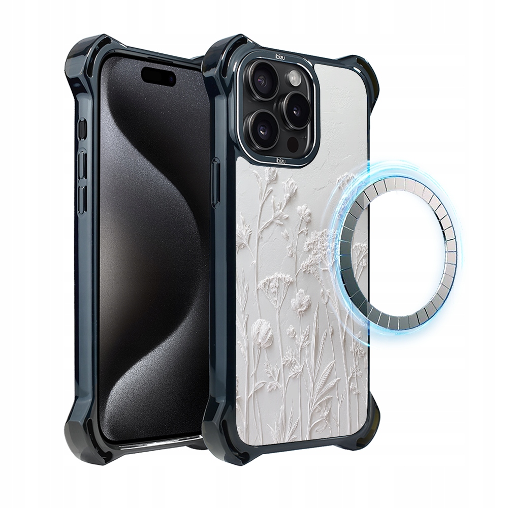 Pouzdro pro iPhone 15 Pro Ibizu DropGuard Ultra s MagSafe, sušené polní květy