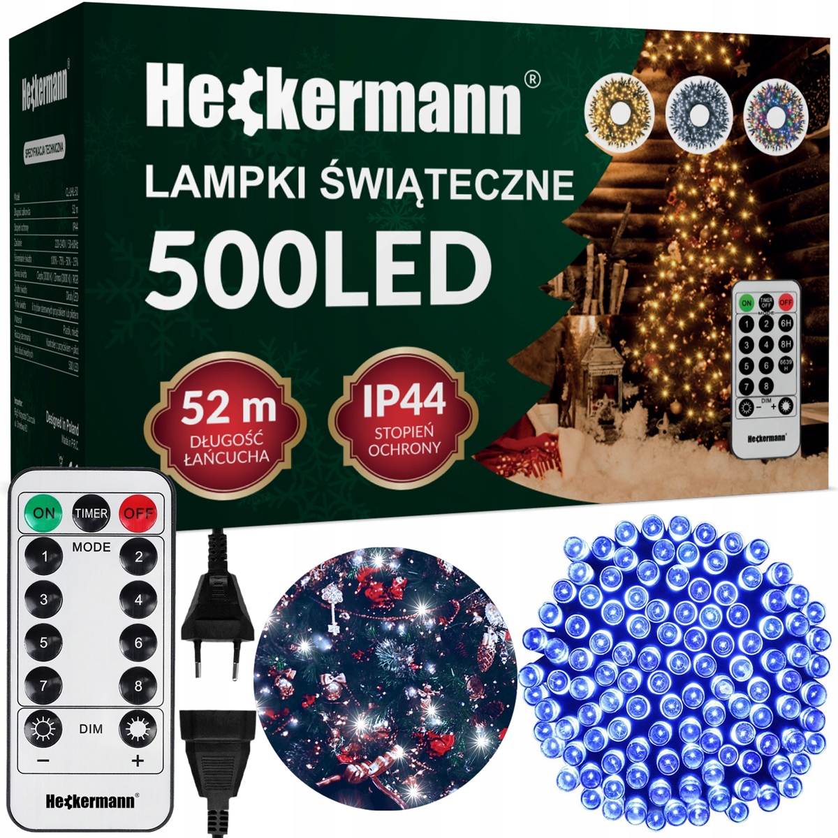 LAMPKI CHOINKOWE ŚWIĄTECZNE ZEWNĘTRZNE WEWNĘTRZNE IP44 BIAŁY ZIMNY 500 LED