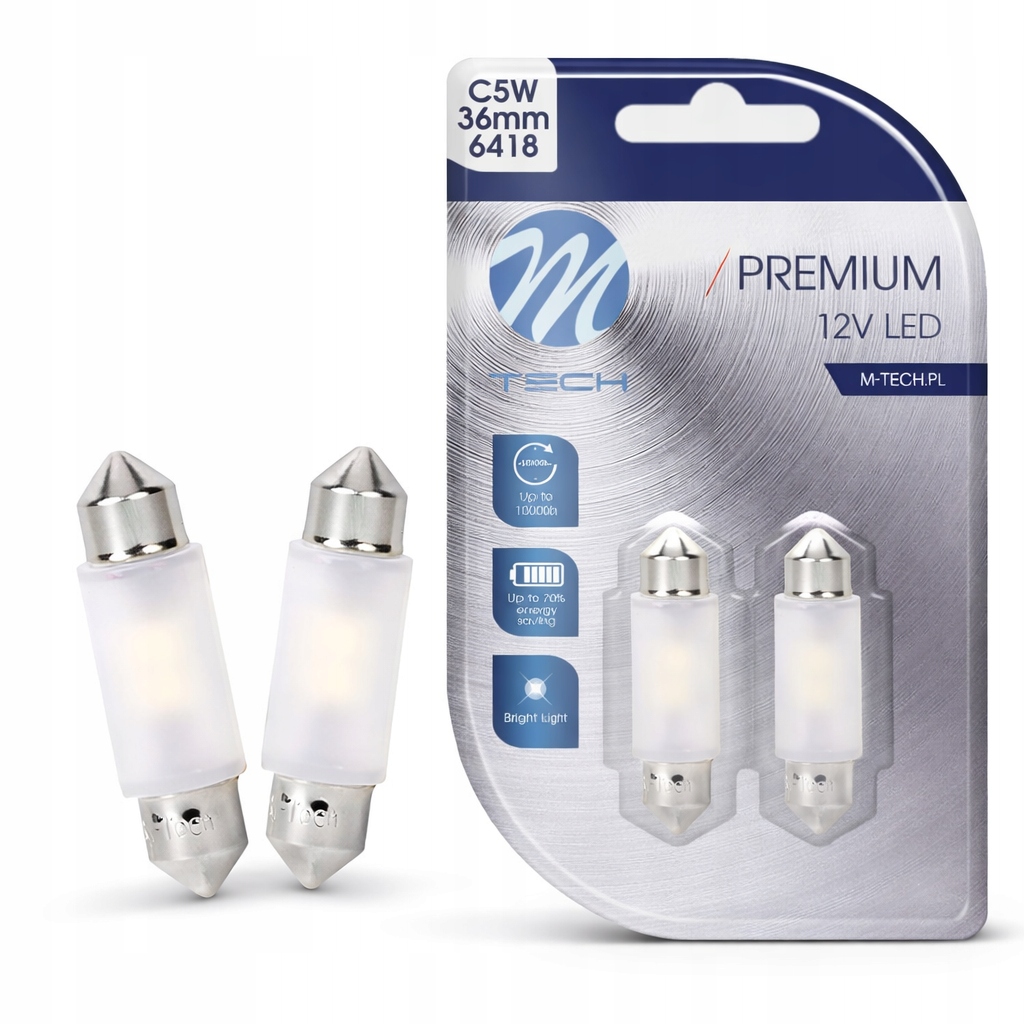 Żarówki C5W 36mm Led 12V 2xSMD2835 białe Canbus M-tech 2szt.