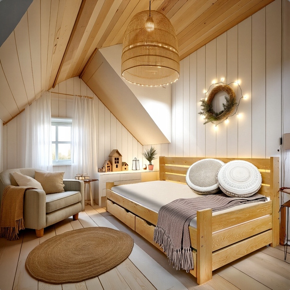 dřevěná postel VASTO 160x210 s vysokým opěradlem