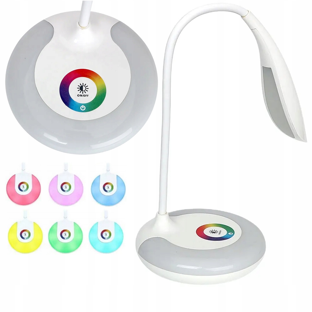 LAMPKA BIURKOWA LED NA BIURKO LAMPA SZKOLNA RGB BARWY DOTYK USB STOJĄCA