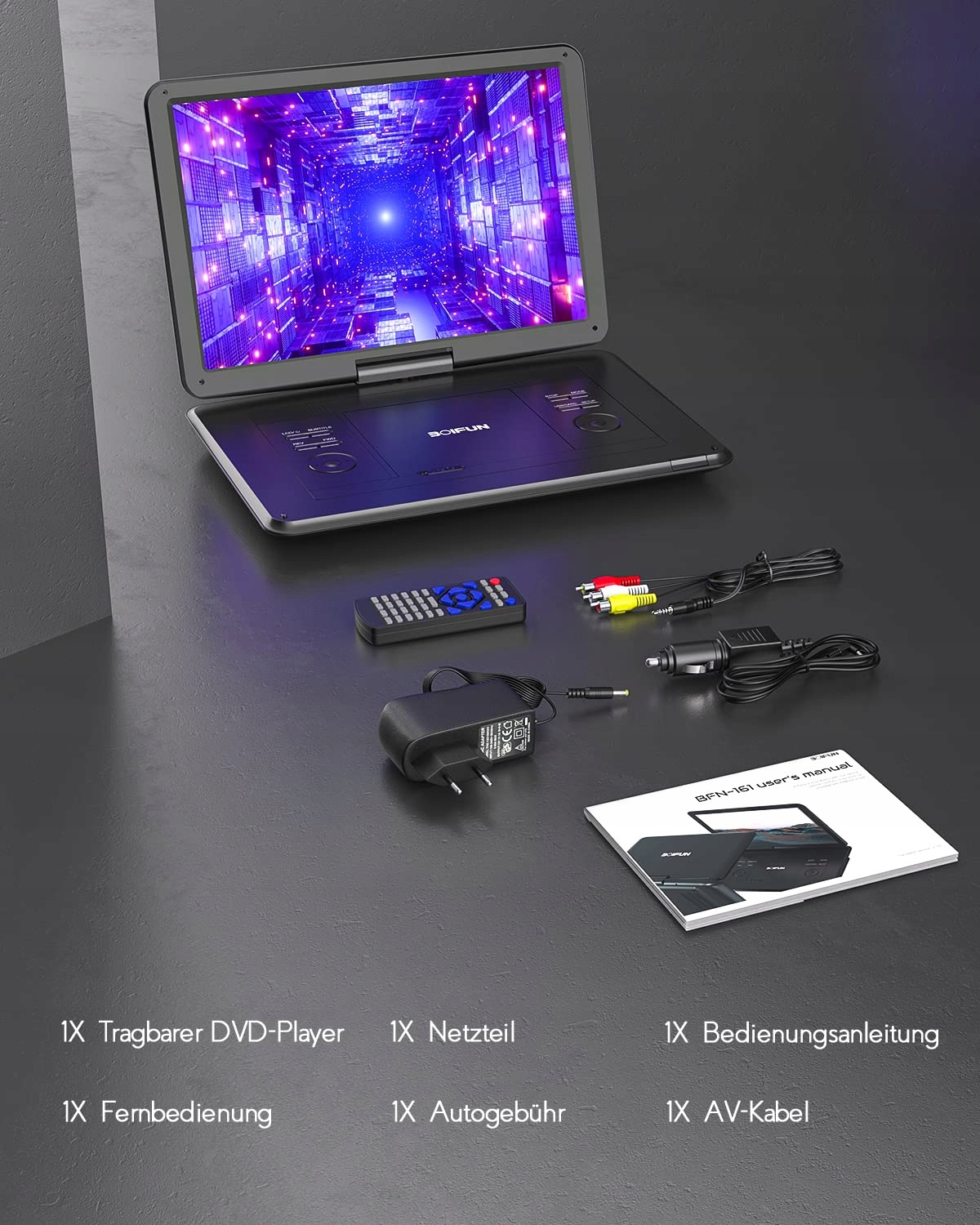 17.5" PRZENOŚNY ODTWARZACZ DVD KONSOLA GIER VIDEO Przekątna ekranu 15.6