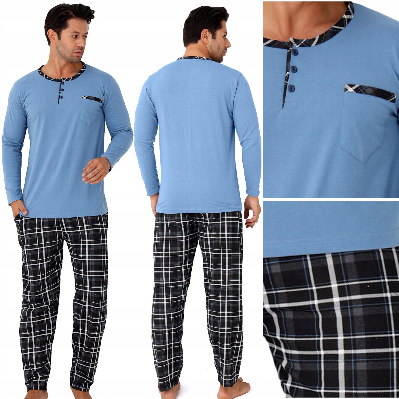 Pánské pyžamo Komplet na zimu s dlouhým rukávem 100% Bavlna 3XL