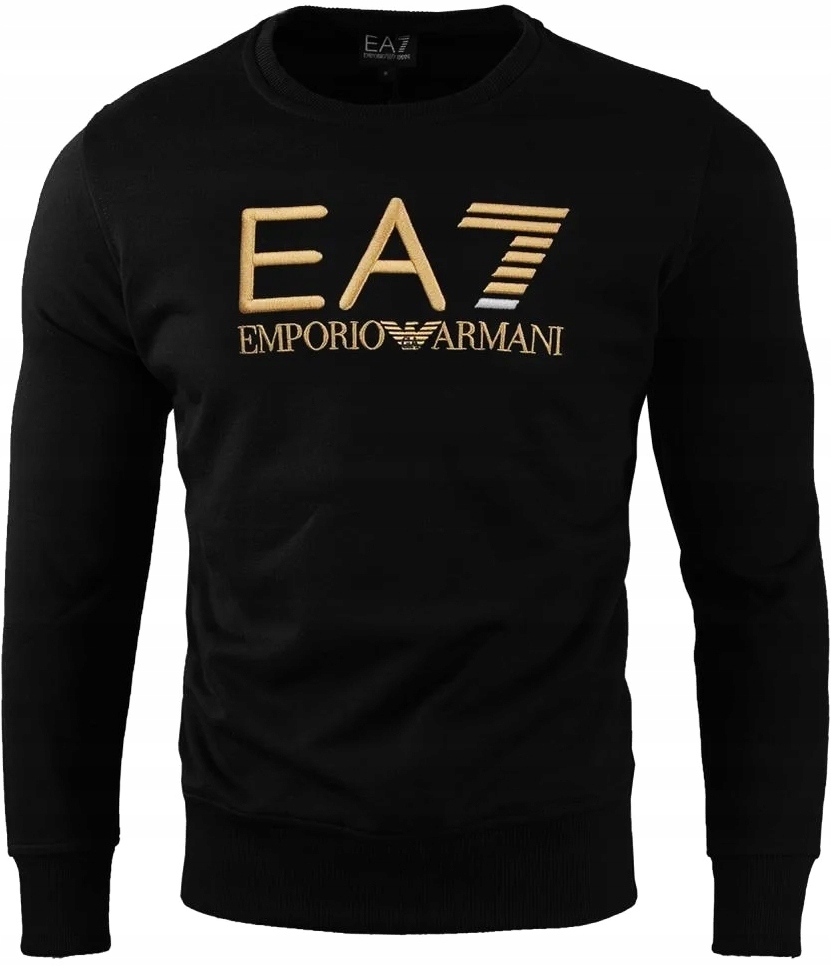 EMPORIO ARMANI BLUZA EA7 MĘSKA CZARNA HAFT ORGANIC COTTON NA PREZENT / M