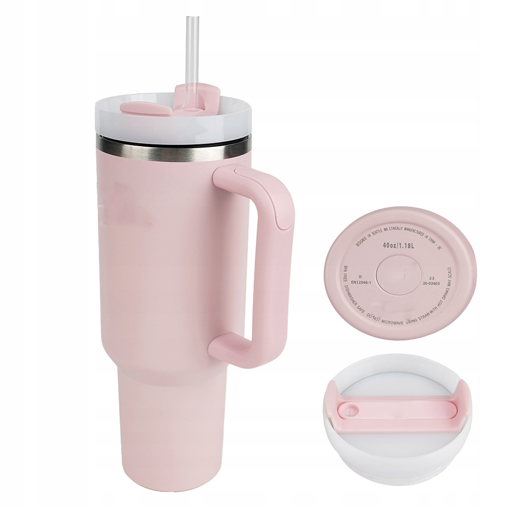 Termohrnek Z Nerezové Kolekce Cestovní Hrnek Přenosný Kávový Hrnek Do Auto 40OZ (růžový)