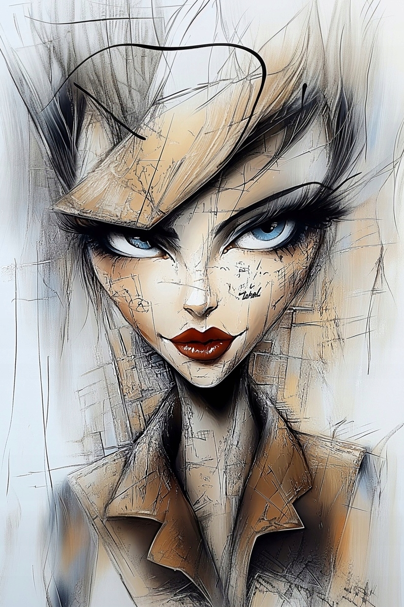 Obraz Na Plátně Canvas Portrét Žena Umělecká Skica Modern 80x120