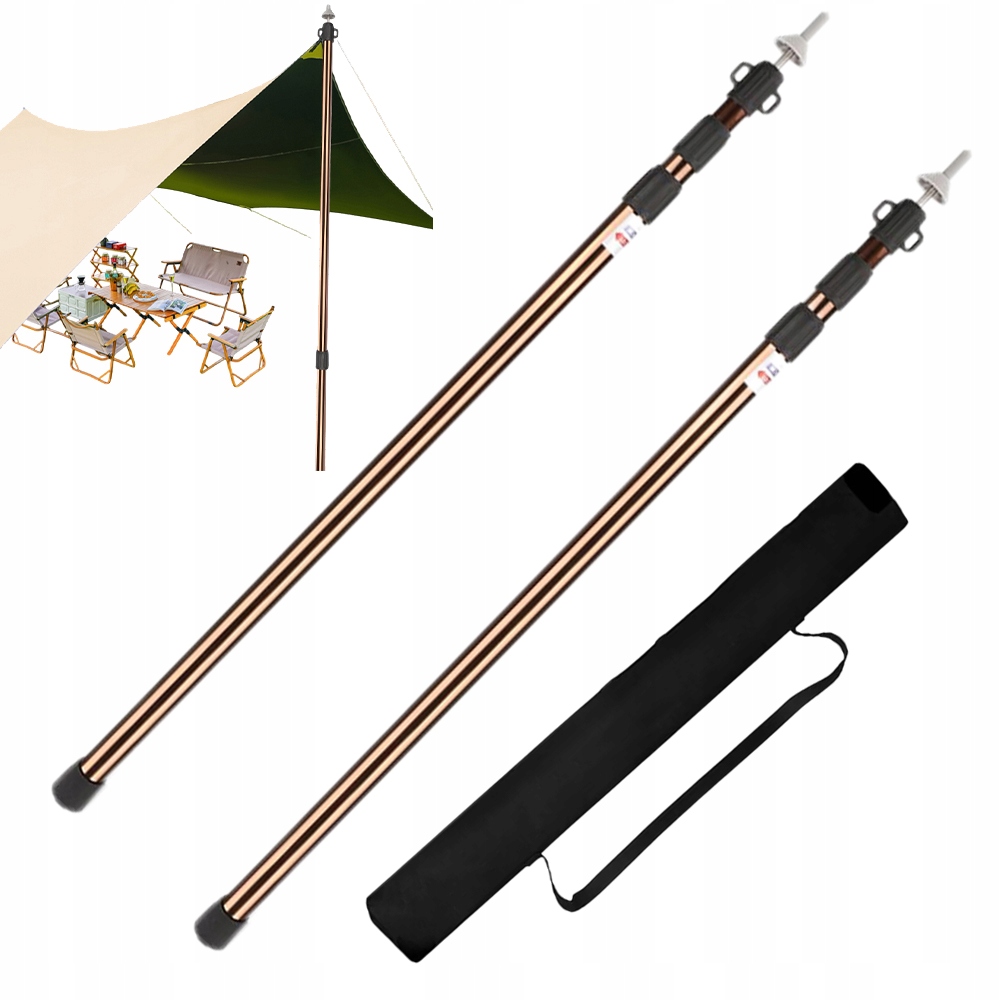 2X Teleskopowy Tyczek Do Namiotu Słupy Namiotowe Przeciwdeszczowe 90-230CM