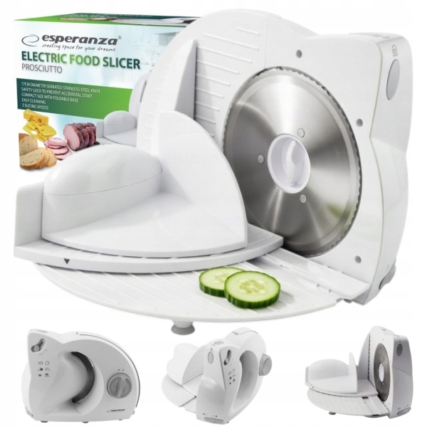 Elektryczna Krajalnica Do Chleba Pieczywa Sera Wędlin 150W Biała