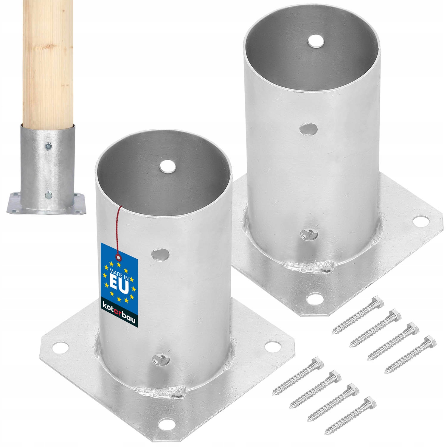 ZESTAW 2x PODSTAWA STOPKA SŁUPA PRZYKRĘCANA Fi 80 mm WSPORNIK KOTWA STALOWA