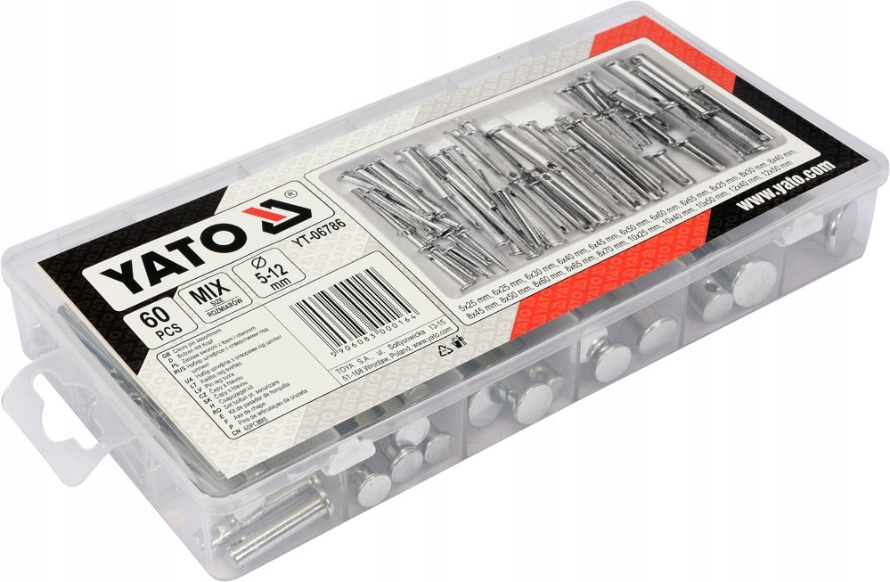YATO YT-06786 ZESTAW SWORZNI Z ŁBEM I OTWOREM 60SZ EAN (GTIN) 5906083000188