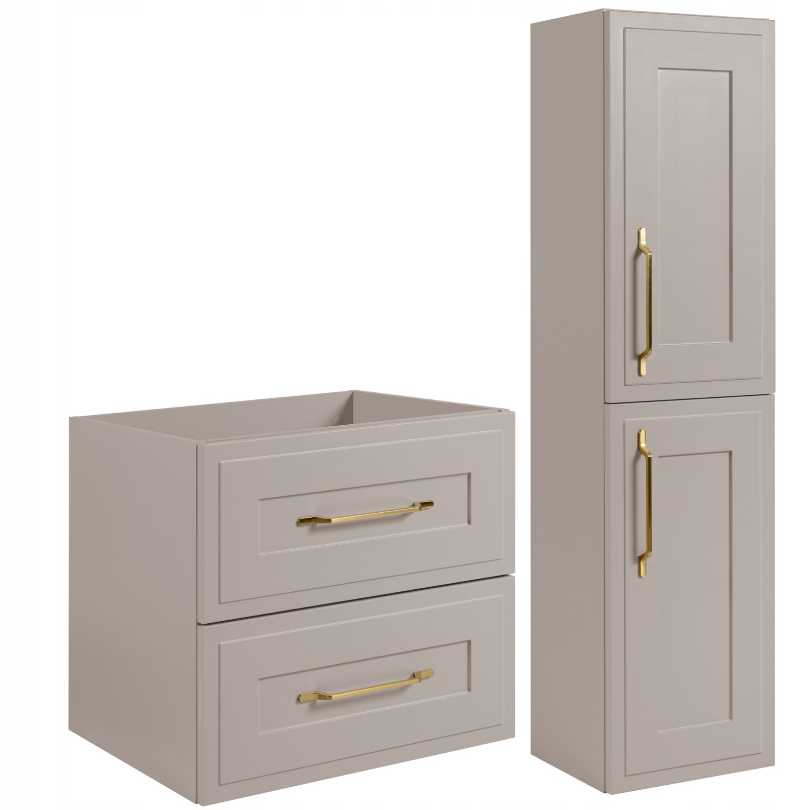 Sada koupelnových skříněk Skříňka 60 Sloupek 136 Kašmír Závěsný Rámeček Mdf