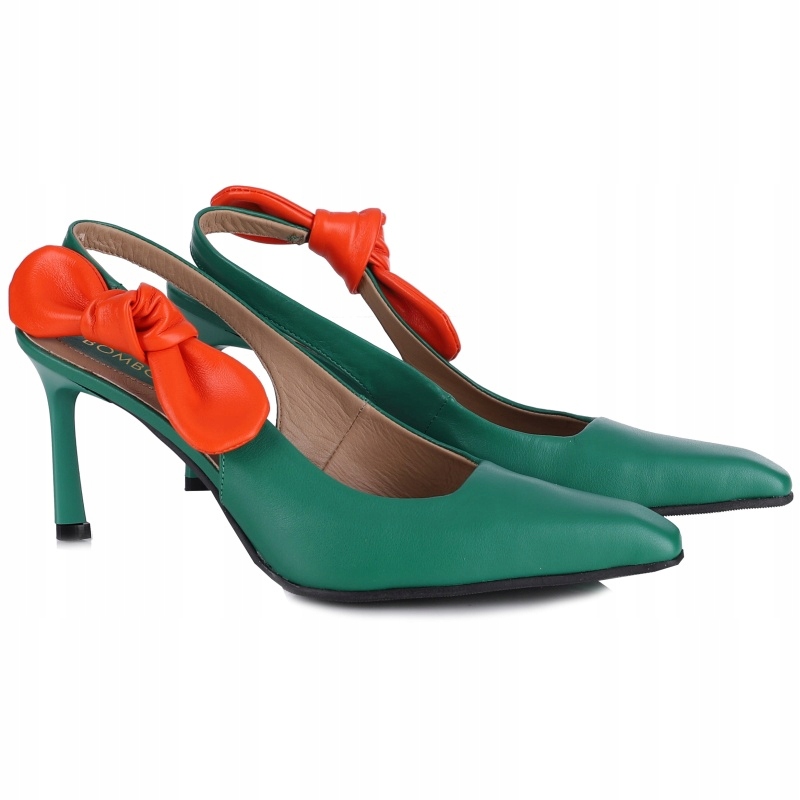 Dámské lodičky s odkrytou patou Bombonella 1T 01 277 2502 Green-orange VEL..39