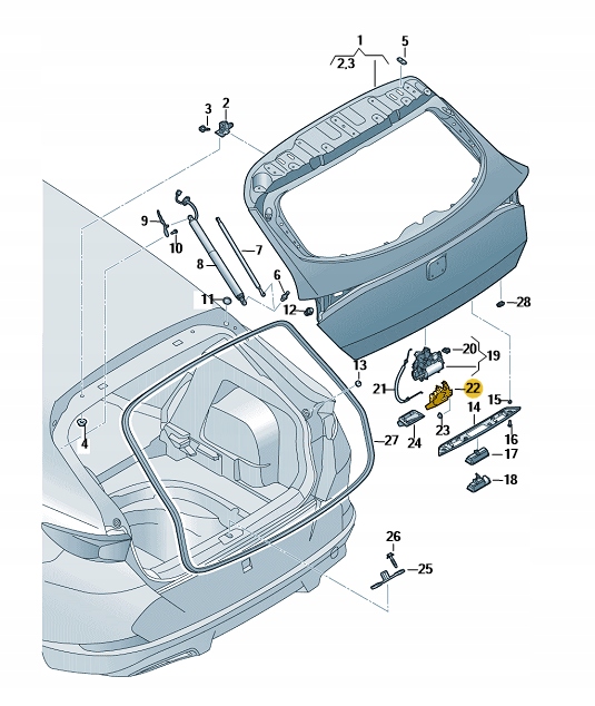 Zámek víka zavazadlového prostoru 81A827506A nový originální Seat Škoda