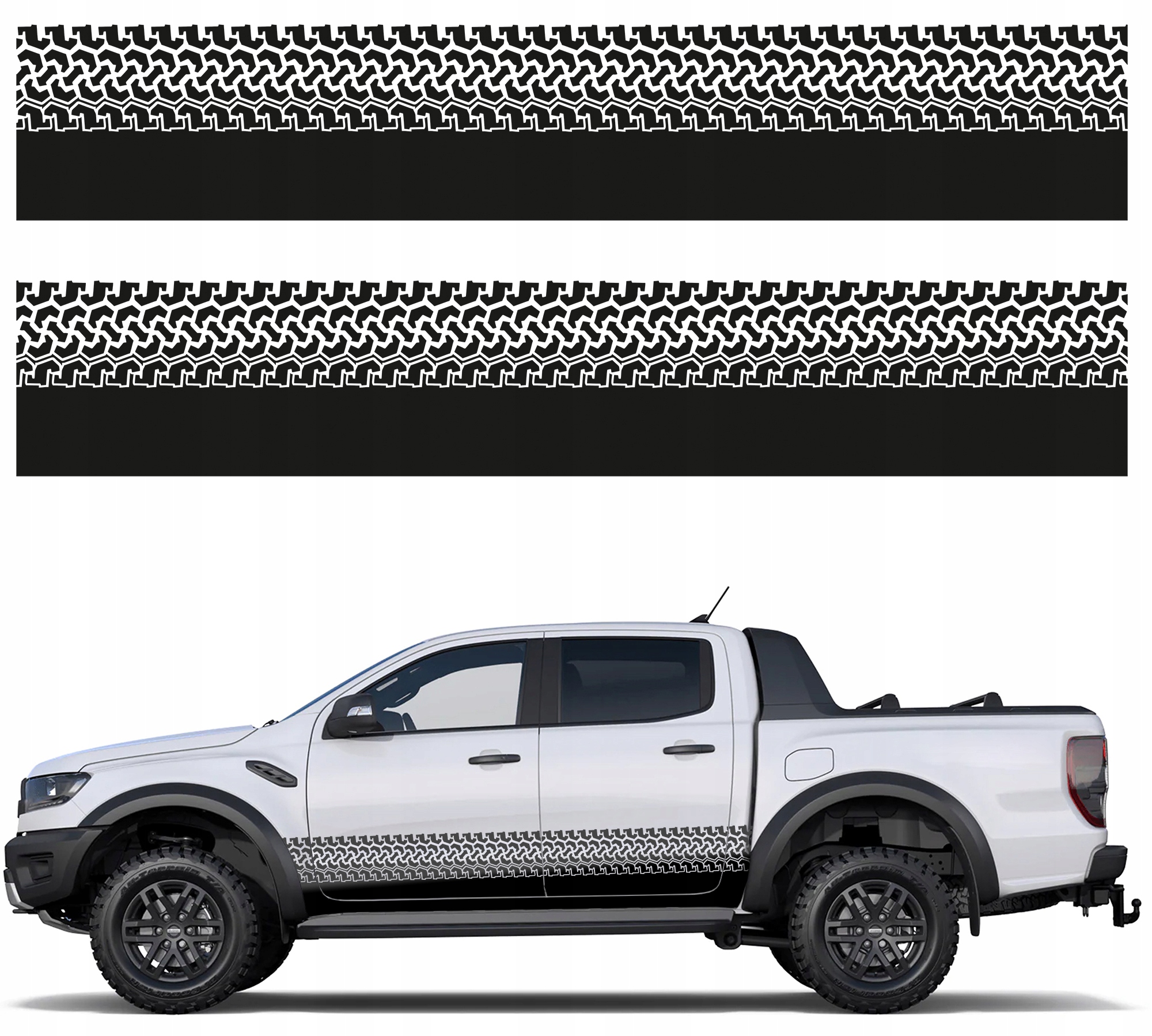 2x Samolepka Grafika na auto Motiv Běhoun Stopy Pneumatik 44x250