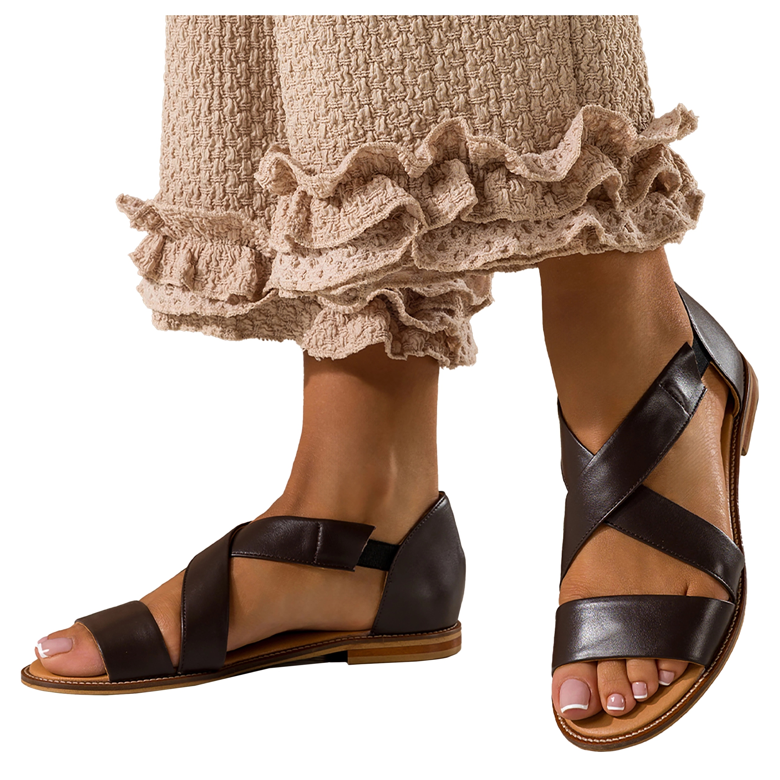 Dámské kožené Sandály Čokoládové Lehké Pohodlné Polský Výrobek vel. 37