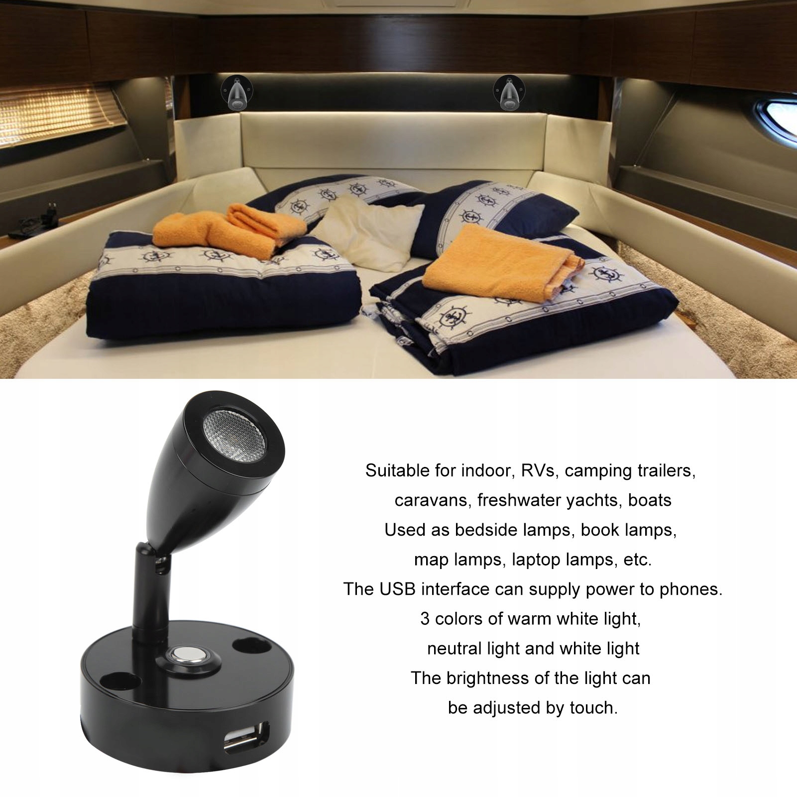 LAMPKA LED 2 FLUX KAMPER KEMPING PRZYCZEPA 12/24 Marka Inna