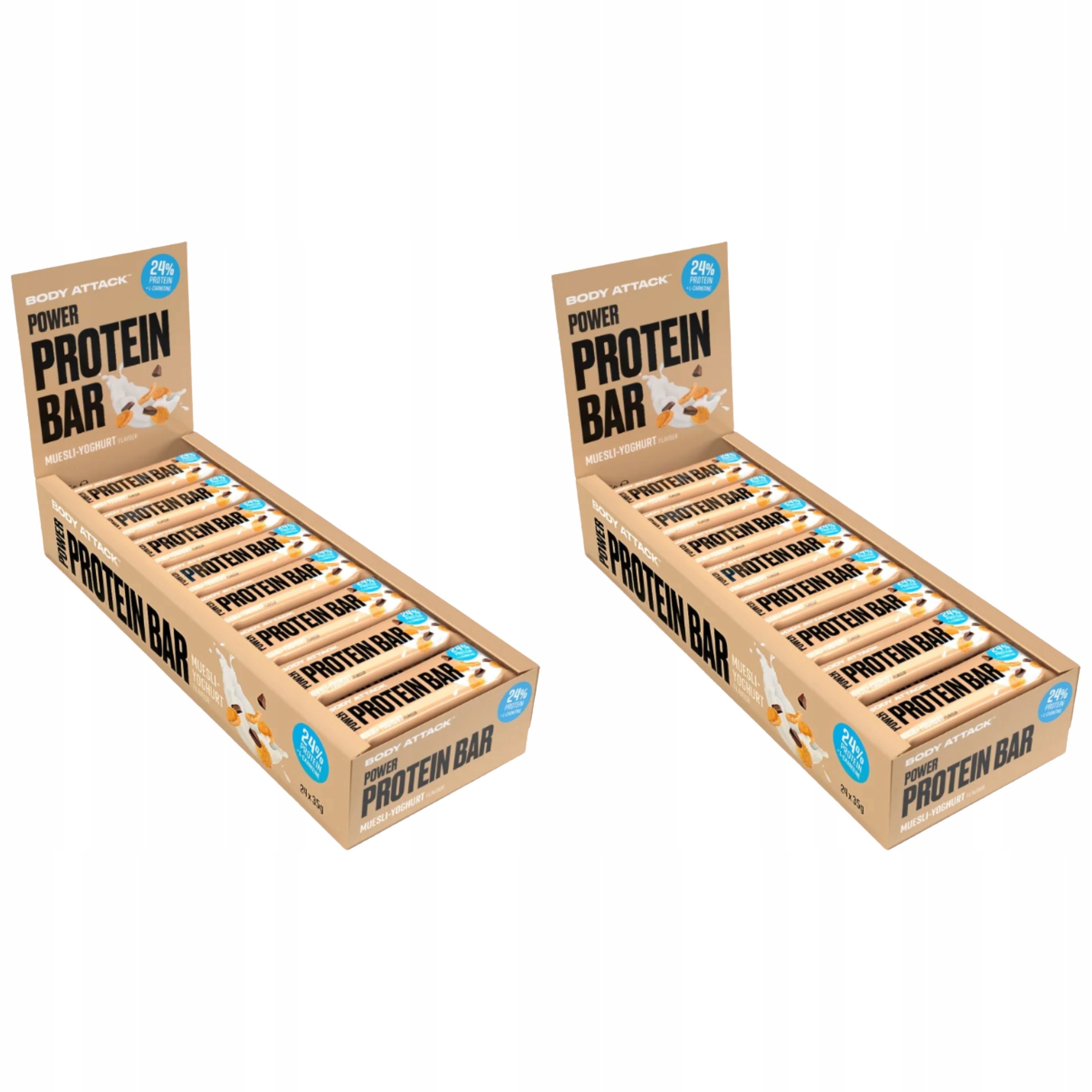 2x Proteinová Tyčinka Power Protein Bar 24 ks L-karnitin Vitamíny Body Atta