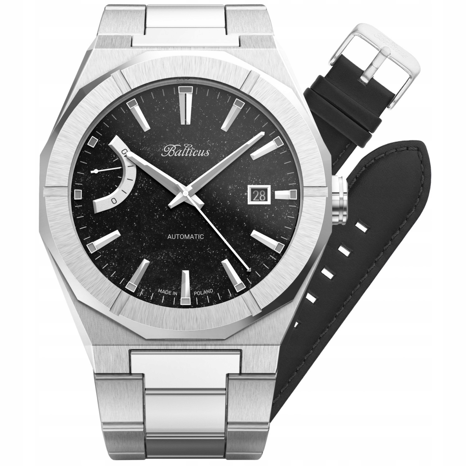 Pánské Hodinky Balticus Černé Aventurín Balsdsprba Rezerva chodu 40 mm