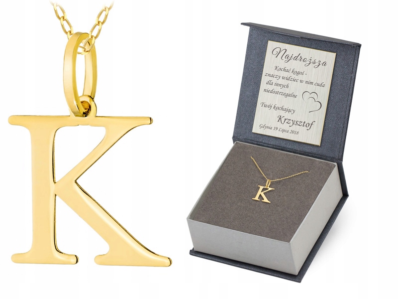 Zlatý Řetízek s přívěskem pr. 585 Písmenko K 14k