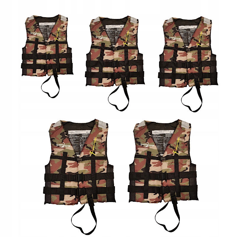 Set 5x Kapok Rybářská Zajišťovací Vesta Na Kajak Loď Loď Maskáčový