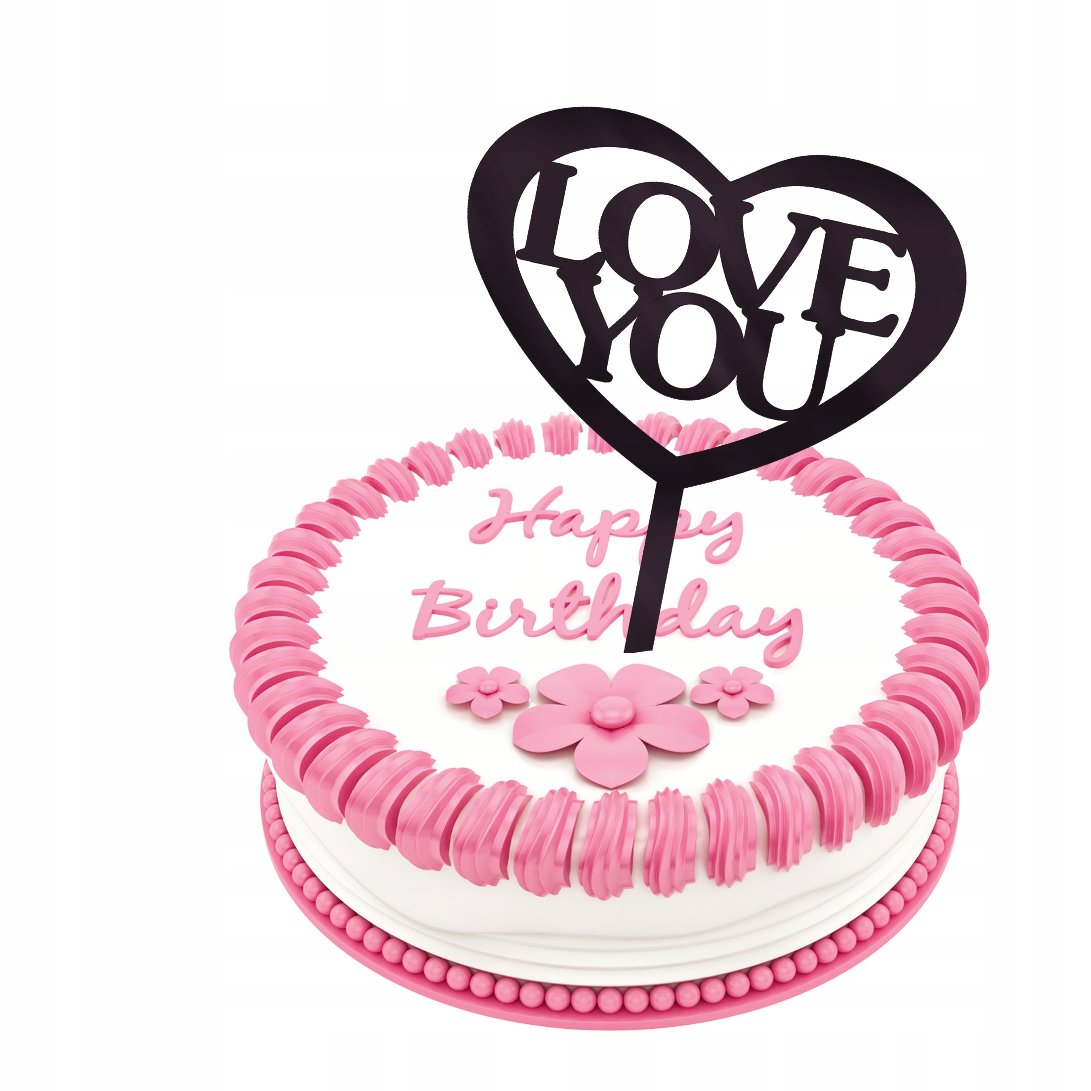 TOPPER NA TORT URODZINOWY WALENTYNKI SERCE PIKER DZIEŃ KOBIET