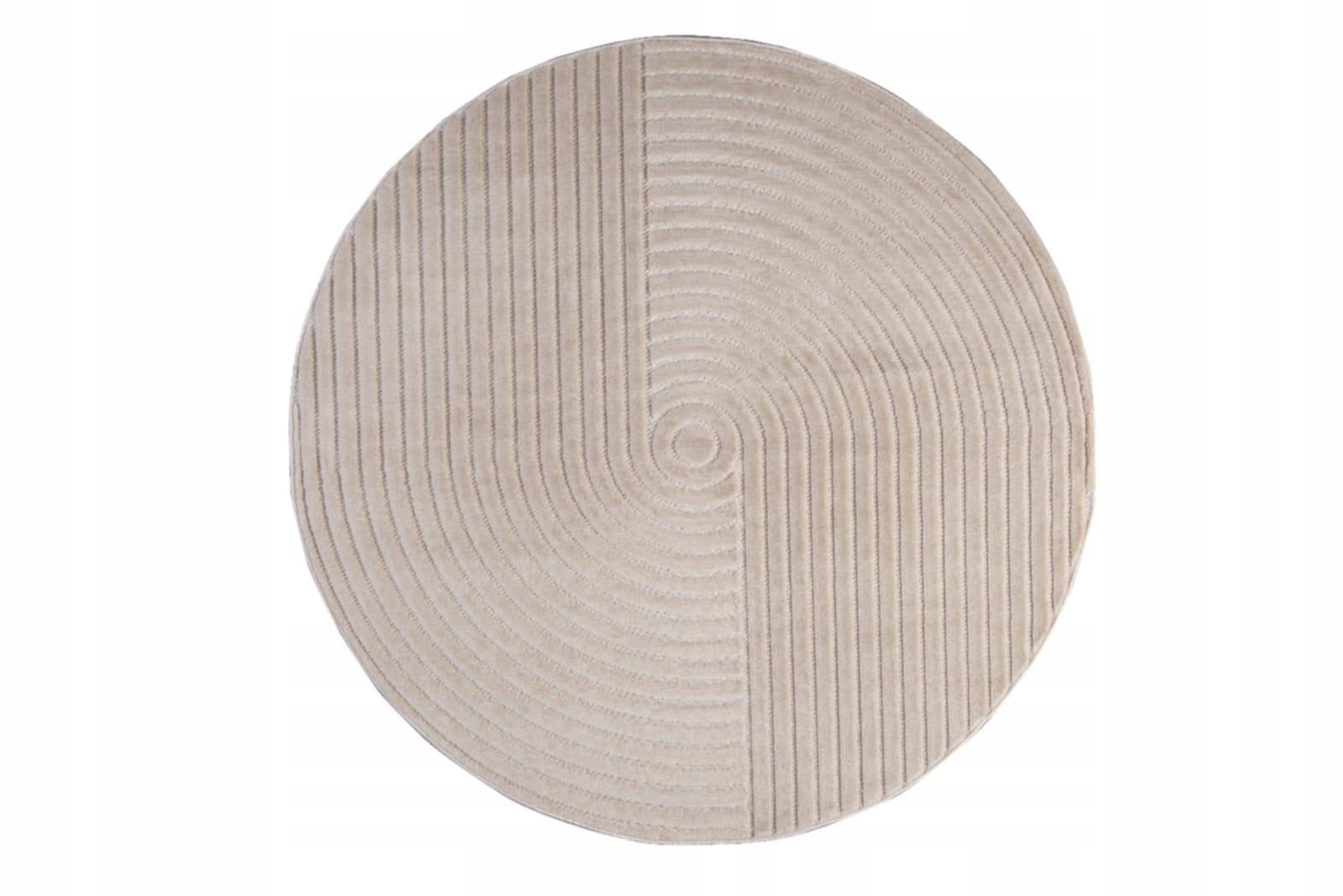Kruhový koberec 160 cm do obývačky, moderný béžový vzor s mäkkým vlasom