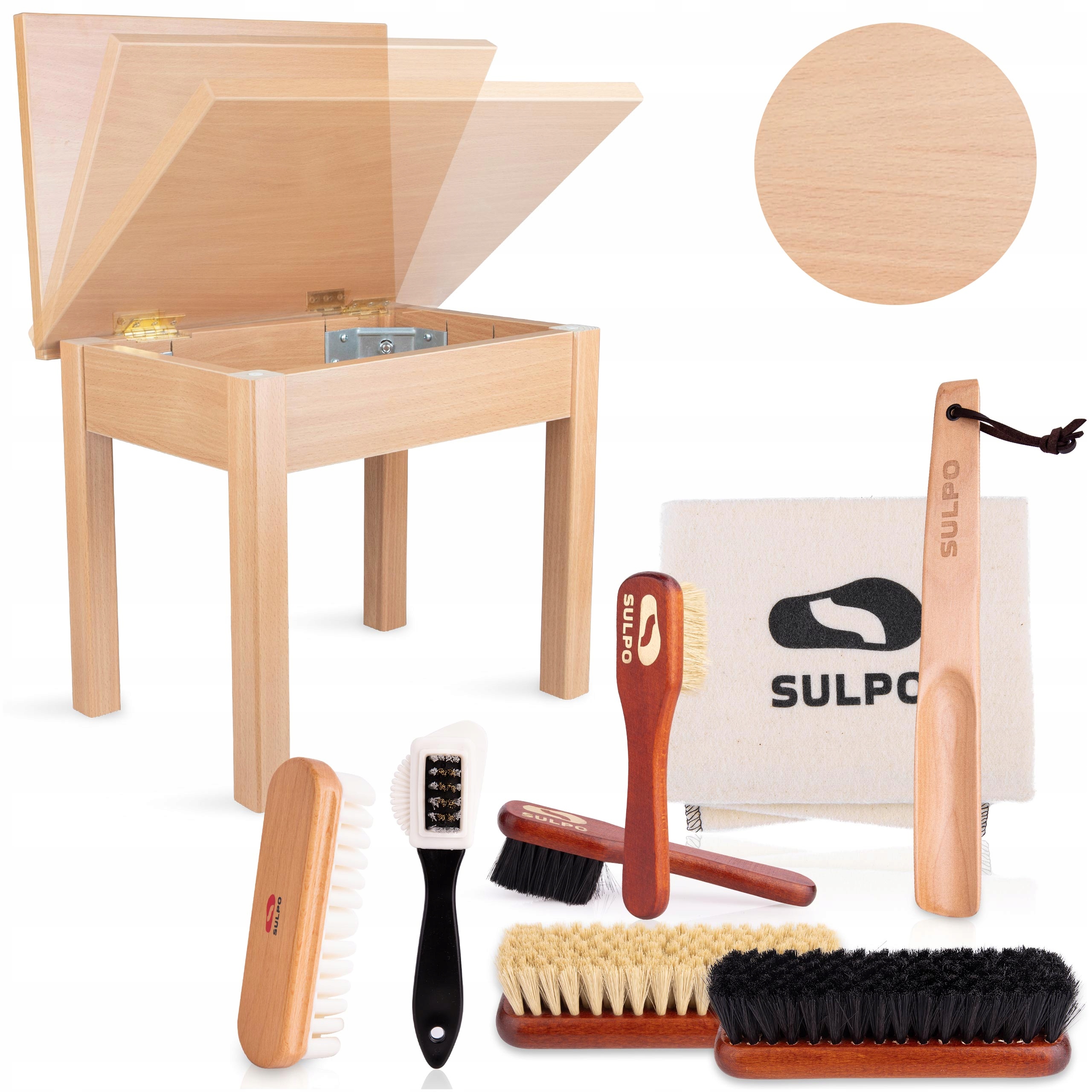 SZCZOTKI DO BUTÓW SKÓRZANYCH ZAMSZU NUBUKU KREPA ŁYŻKA ŚCIERECZKA