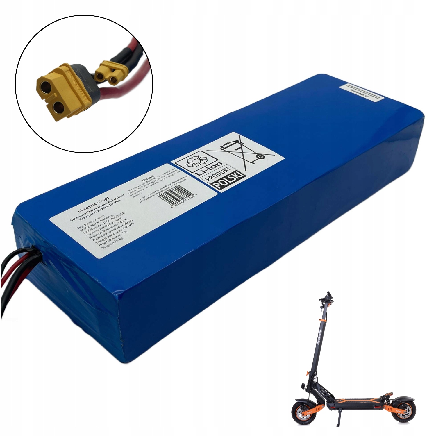 Bateria Akumulator Litowo-Jonowy 48V 20Ah do Hulajnogi KuKirin G2 Max