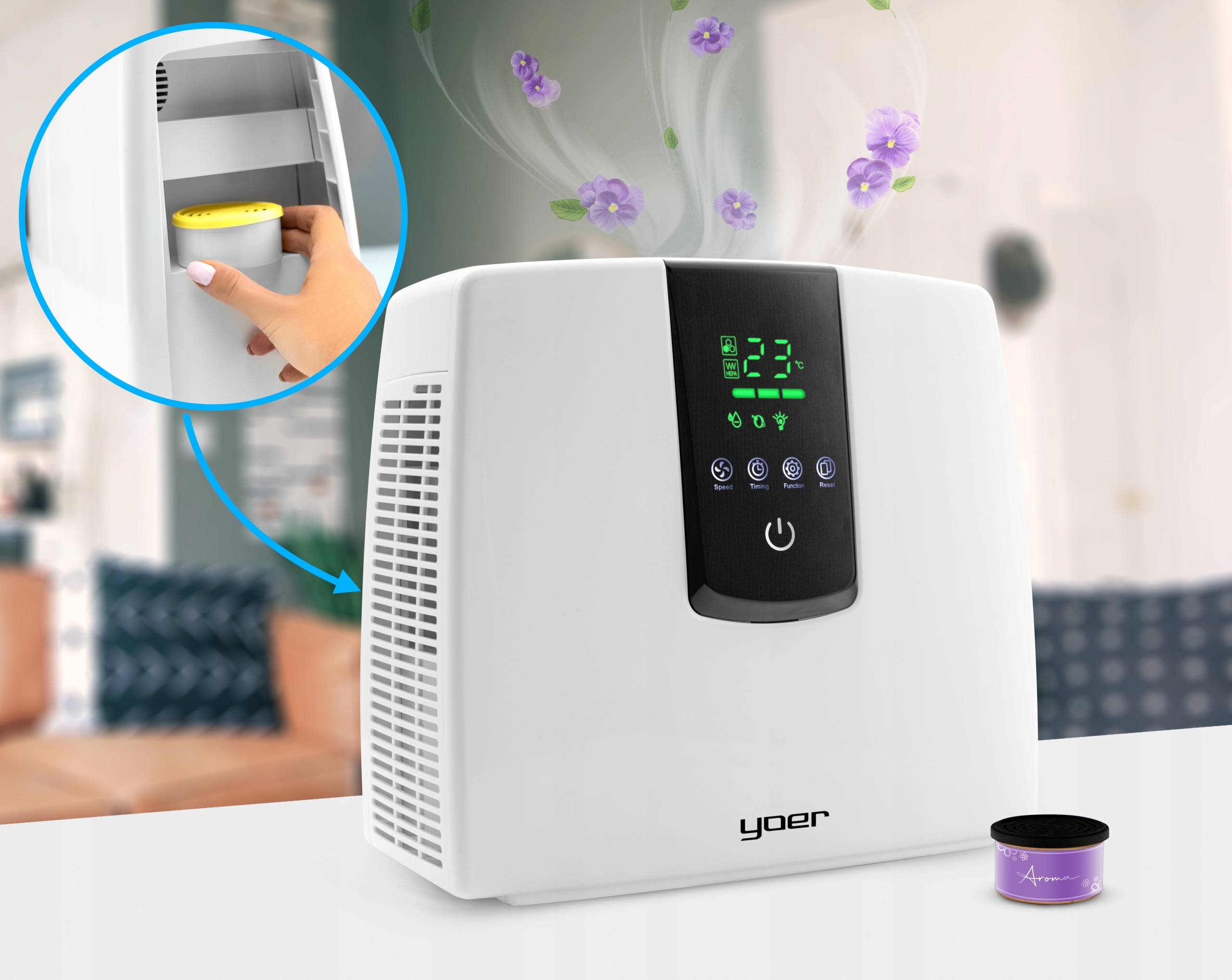 10w1 Oczyszczacz powietrza Jonizator Ozonator Yoer +Timer +Lampa UV +Aroma Moc 39 W