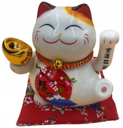 

Japoński Kot Maneki-Neko Szczęścia Porcelana 16cm